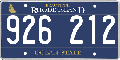 RI license plate 926212