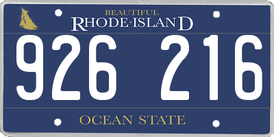 RI license plate 926216