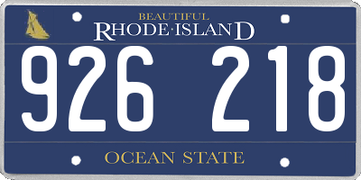 RI license plate 926218