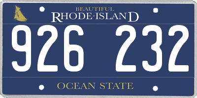 RI license plate 926232