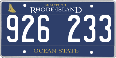 RI license plate 926233