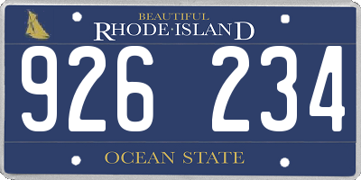 RI license plate 926234
