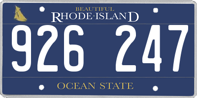 RI license plate 926247