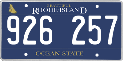 RI license plate 926257