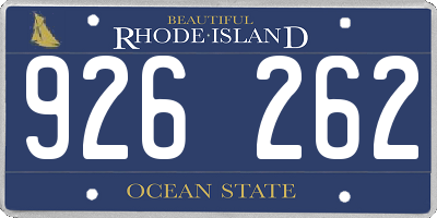 RI license plate 926262