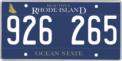 RI license plate 926265