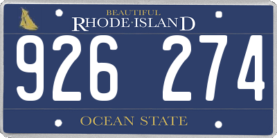 RI license plate 926274
