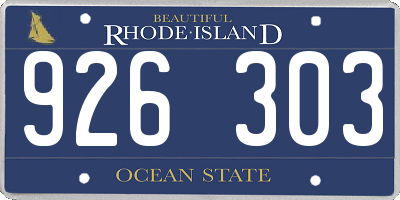 RI license plate 926303