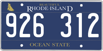RI license plate 926312