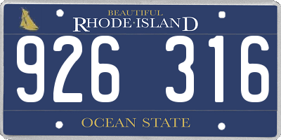 RI license plate 926316