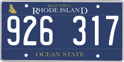 RI license plate 926317