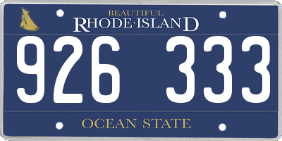 RI license plate 926333
