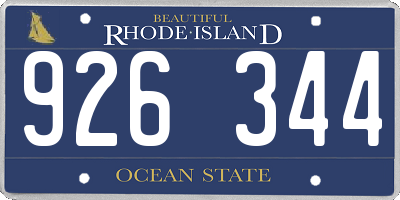RI license plate 926344