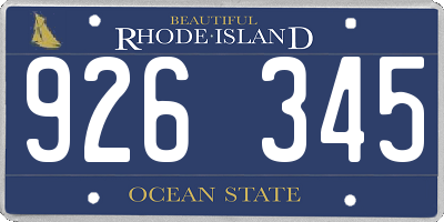 RI license plate 926345