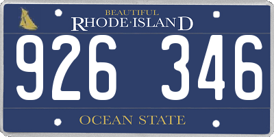 RI license plate 926346