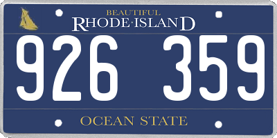RI license plate 926359
