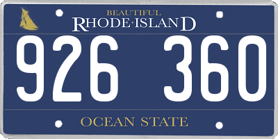 RI license plate 926360