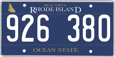 RI license plate 926380