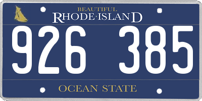 RI license plate 926385