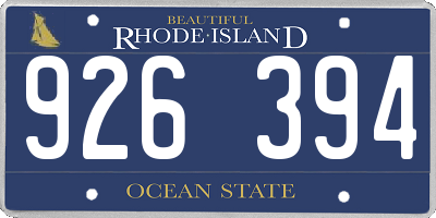 RI license plate 926394