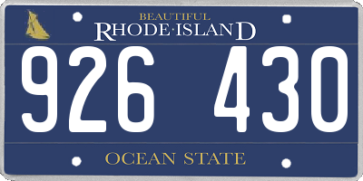 RI license plate 926430