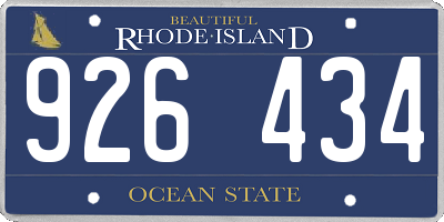 RI license plate 926434