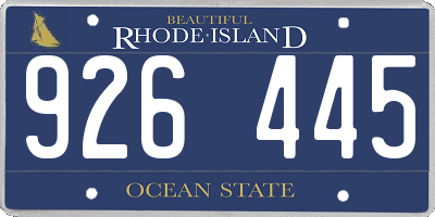 RI license plate 926445