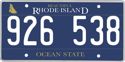 RI license plate 926538