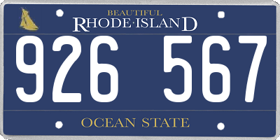 RI license plate 926567