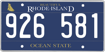 RI license plate 926581