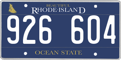 RI license plate 926604