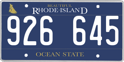 RI license plate 926645