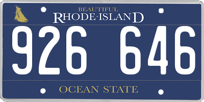 RI license plate 926646