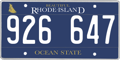 RI license plate 926647