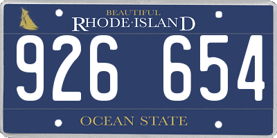 RI license plate 926654