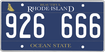 RI license plate 926666