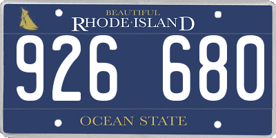 RI license plate 926680
