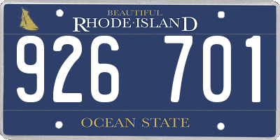 RI license plate 926701