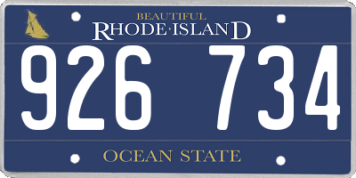 RI license plate 926734