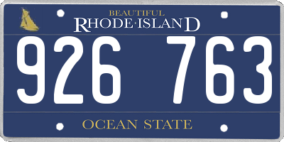 RI license plate 926763