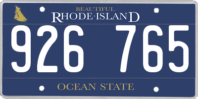 RI license plate 926765