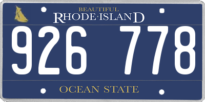 RI license plate 926778