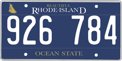 RI license plate 926784