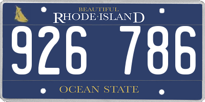 RI license plate 926786