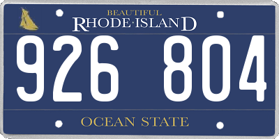 RI license plate 926804