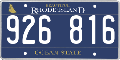 RI license plate 926816