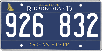 RI license plate 926832