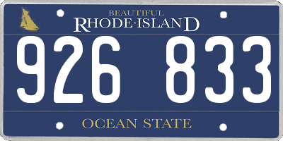 RI license plate 926833