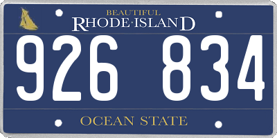 RI license plate 926834