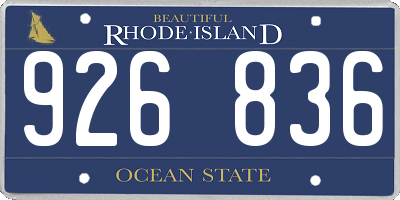 RI license plate 926836